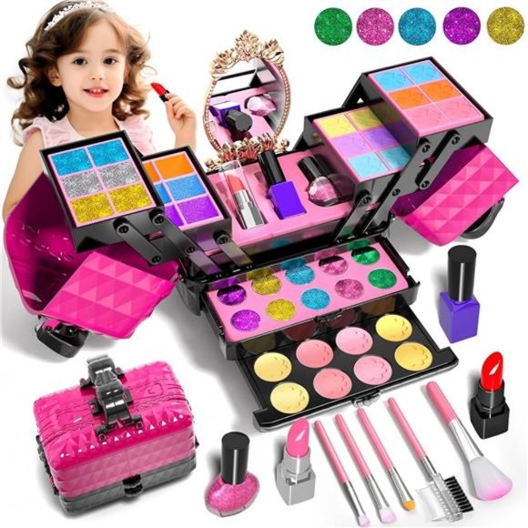 Kids Makeup Kit, 52 Pcs Pretend Makeup , Washable Non Toxic Make Up For Kids - Picture 1 of 6
